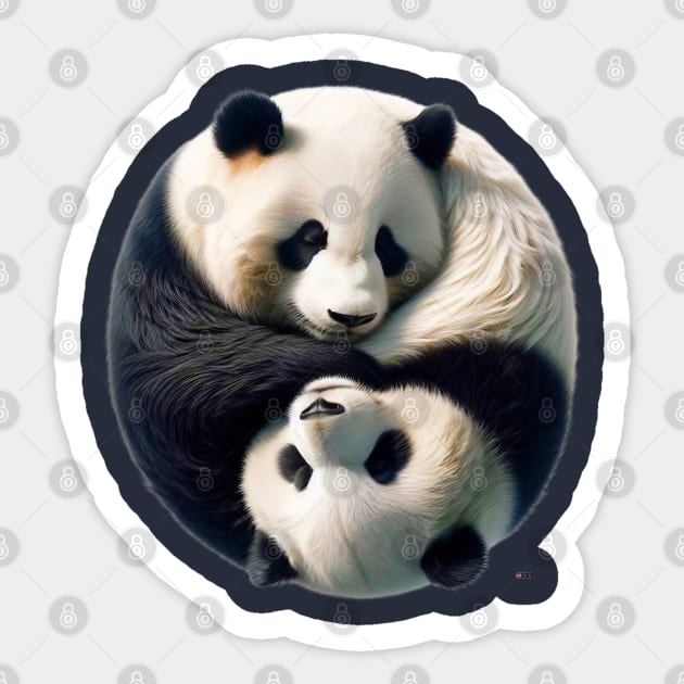 Pandas Yin and Yang Sticker by Darn Doggie Club by focusln